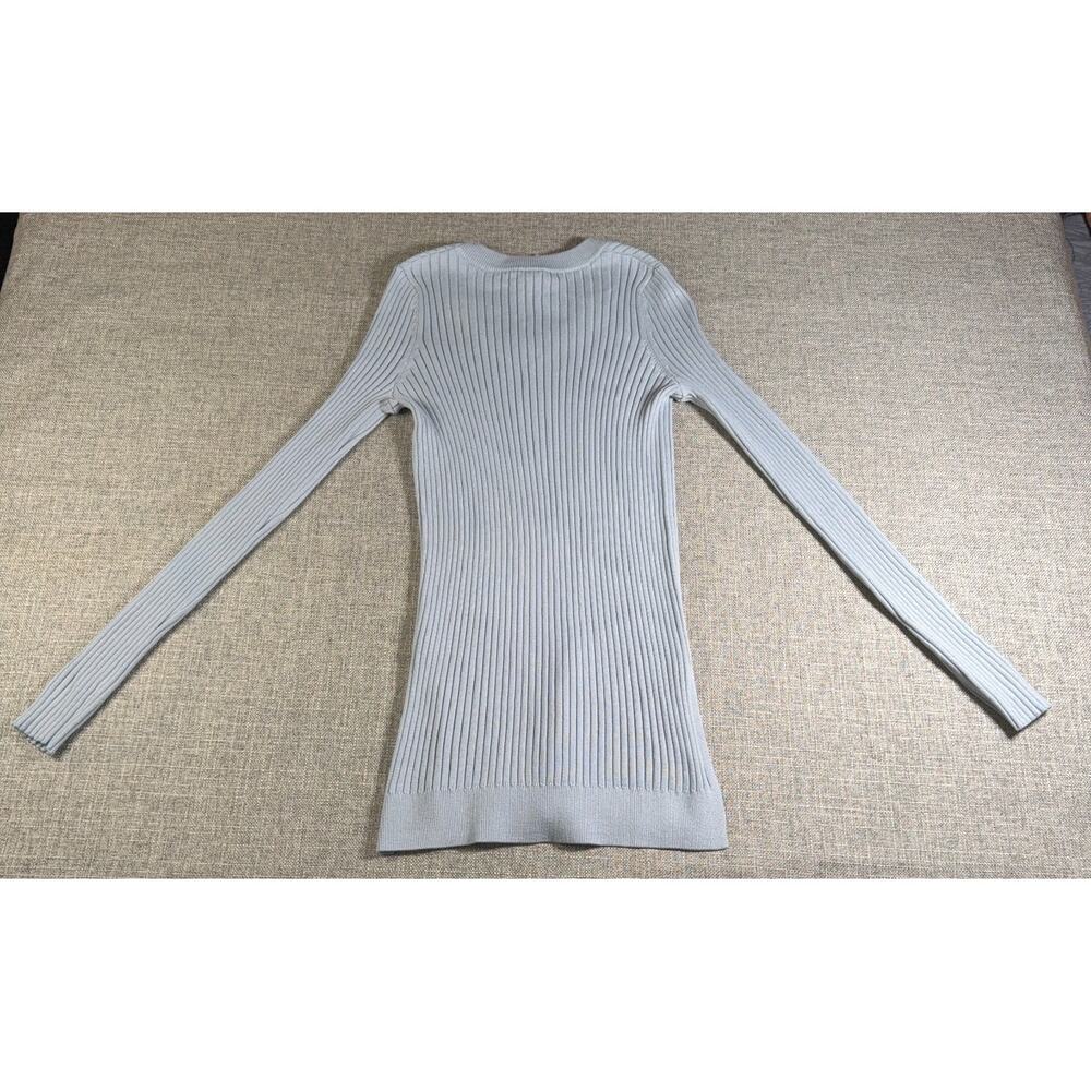 Athleta Women’s XS Ribbed Long Sleeve Top Light Blue Gray Stretch Fitted Tunic - Picture 6 of 7